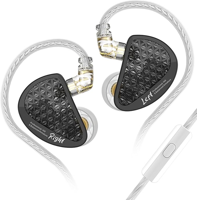 CCA KZ AS16 PRO in Ear Monitor Headphones 16BA Balanced Armature Drivers HiFi IEM Earphones High Clarity Gaming Earbuds for Musicians Singers Audiophile Dj Drummers