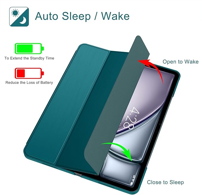 Soke Case for iPad Air 13 Inch (M3/M2) 2025/2024,iPad Pro 12.9 2022 2021(6th 5th Generation) - [Slim Trifold Stand + Auto Wake/Sleep],Protective Hard PC Back Cover (Teal)