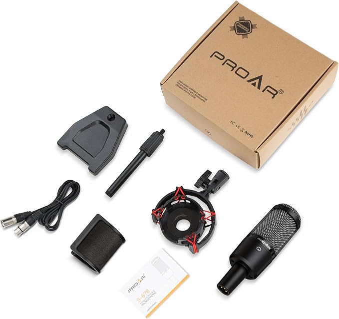 XLR Podcast Microphone Professional Cardioid Condenser Microphone for PC Computer Studio XLR Mic Kit for Recording/Podcasting/Streaming/Voice Over/ASMR/Home Studio/YouTube with Desktop Stand