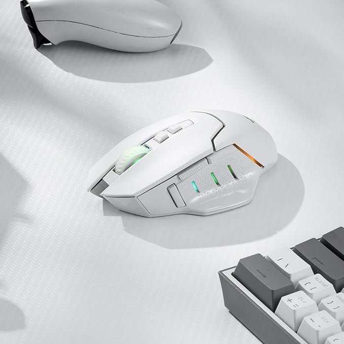 Redragon M690 PRO Wireless Gaming Mouse, 8000 DPI Wired/Wireless Gamer Mouse w/Rapid Fire Key, 8 Macro Buttons, Ergonomic Design for PC/Mac/Laptop, White