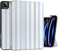 DONGKE Case for 2022/2021/2020/2018 iPad Pro 11 inch Gen 4/3/2/1 - Slim Protective Case - Built in Pencil Holder Support Charging - Trifold Stand & Sleep/Wake Cover- Blue Stripes