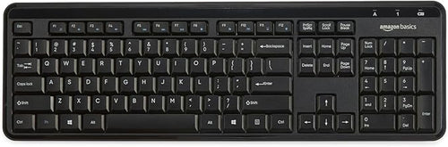 Amazon Basics Modern Wireless Keyboard with Numeric Keypad, Easy Setup, Plug-and-Play, Compact US Layout (QWERTY), 2.4GHz, Black