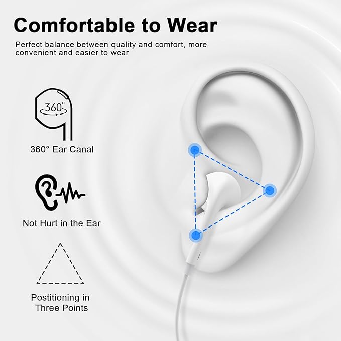 [Apple MFi Certified] iPhone Headphones Wired, 2 Pack Lightning Earbuds/Earphones Wired with Built-in Mic & Volume Control HiFi Stereo Nosie Reduction Compatible for iPhone 14 13 12 11 Pro Max XS XR X