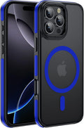 Strong Magnetic for iPhone 16 Pro Max case [10Ft Military-Grade Protection] Compatible with fit MagSafe Shockproof Slim Thin Cover case for iPhone 16 Pro Max 6.9 inch, Bumper Blue