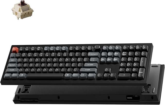 Keychron V6 Ultra 8K Full Size Wireless Mechanical Keyboard, 8000Hz, Hot-Swappable Brown Switch, RGB Backlight, PBT Keycaps, 2.4GHz/Bluetooth/Wired, for Windows macOS Linux – Black