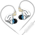 KZ Zax in Ear Headphones 7BA+1DD Hybrid 16 Drivers HiFi Noise Isolation Wired Earbuds, Zin Alloy Shell Metal Earphone in Ear Monitor with 3.5mm Jack Detachable 2Pin Cable (with mic, Silver)