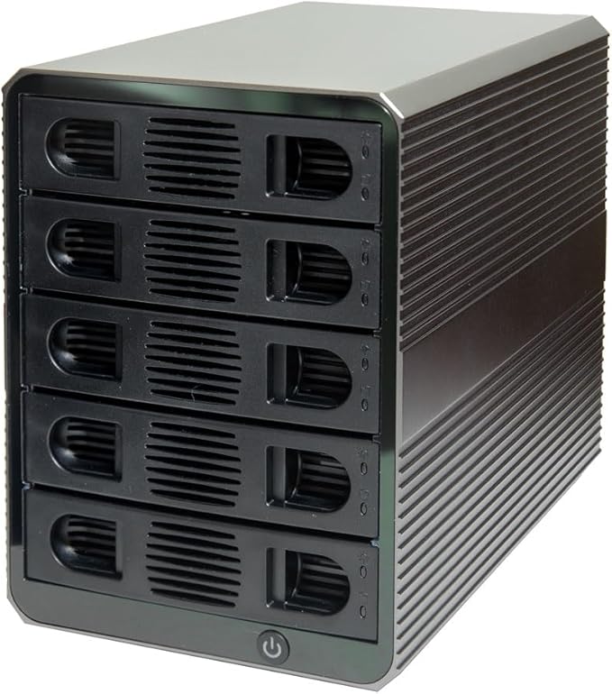 5 Bay USB 3.2 Type-C 10Gbps Daisy-Chain Hard Drive Enclosure DAS, Support 120TB (5X 24TB) 2.5" & 3.5" SATA HDD/SSD