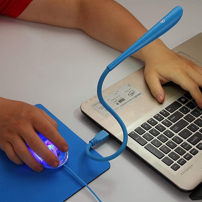SOON GO Mini Mouse with Pad+USB LED Light 3 in 1 Gift Combo Kids Mice for Laptop Home Office Travel Blue