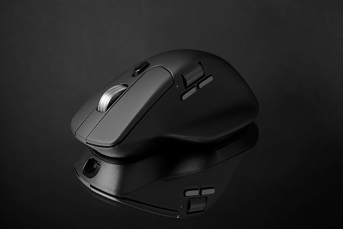 Keychron M6 Wireless All Silent Gaming Optical Mouse, 8000Hz Tri-Mode 2.4 GHz/Bluetooth 5.3/Wired, PixArt 3950 Sensor, 30000 DPI, Magnetic Metal Scroll Wheel for Windows PC/Mac - Black
