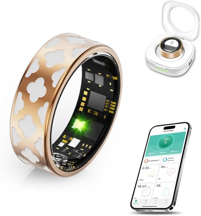 Smart Ring for Men & Women, Fitness and Health Tracker with Sleep Monitoring, Steps Counting, Daily Wellness Insights, IP68 Waterproof, No Subscription, Compatible with App (Rose Gold, 7)