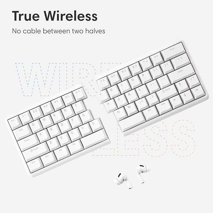 Lite: Wireless Ergonomic Split Mechanical Keyboard with Poron Foam RGB Palm Rest, Hot Swappable, Compact 60% Layout, PBT Keycaps Programmable for Mac & Windows(Silent, New Premium Version)