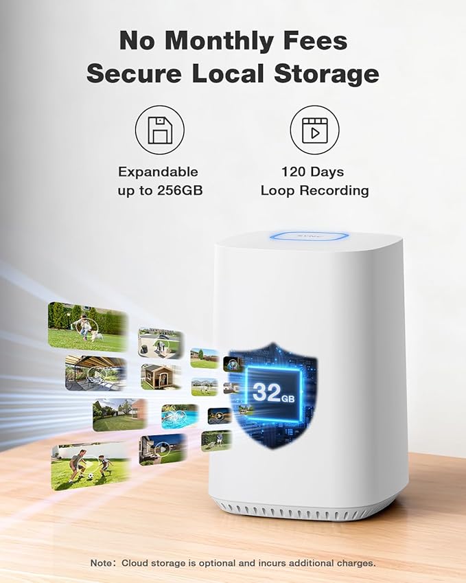 SEHMUA Solar Security Cameras Wireless Outdoor with Built-in Local Storage, No Subscription Required, Color Night Vision, 360° PTZ, 4MP Live View, Instant Alerts, Works 2.4G & 5G WiFi for Home System
