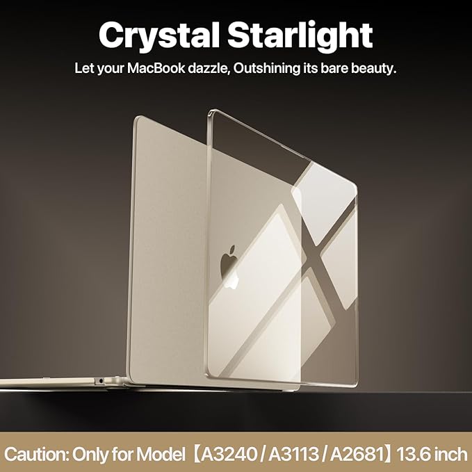 Soonjet Compatible with MacBook Air 13 inch Case, Crystal Clear Shell, Fits 2022-2026 M5/M4/M3/M2 A3449 A3240 A3113 A2681, Color-Matched Transparent Design for All MacBook Air 13.6 inch