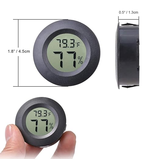 3pcs Mini Hygrometer Thermometer Indoor Outdoor Round Humidity Meter Fahrenheit Celsius Switchable Temperature Gauge Humidity Sensor Monitor for 3D Printer Reptile Jars