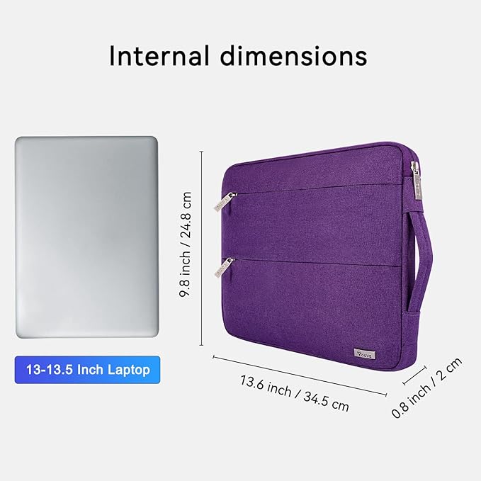 Voova 13 13.6 Inch Laptop Sleeve Case Compatible with MacBook Air 13 M1/M2/M3/M4 2020-2025, MacBook Pro 13/14, IPad Air/Pro 13, Waterproof Slim Computer Bag Cover with Handle, Purple