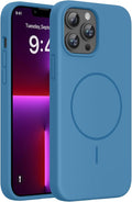 Miracase Magnetic for iPhone 13 Pro Max Case, [Soft Anti-Scratch Microfiber Lining], Magnetic for MagSafe, Liquid Silicone Shockproof Drop Protection Phone Case for 13 Pro Max, Capri Blue