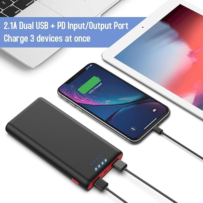 Portable Charger Power Bank 25800mAh,5V/3A Fast Charging Portable Phone Charger,3 USB Ports External Battery Pack Backup Travel Camping Essential for iPhone 17/16/15/14,Samsung Galaxy Android iPad etc