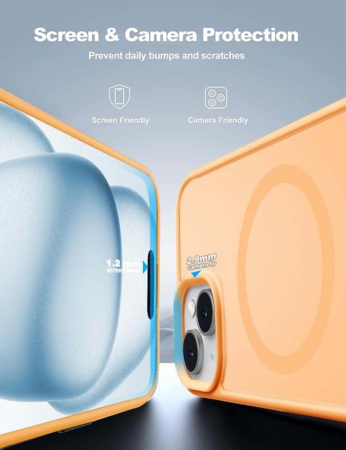 Tigowos for iPhone 15 case Fits MagSafe 10FT Drop Resistant Matte Skin Feeling Shockproof Back Cover Fits iPhone 15 Phone Cases, Yellow