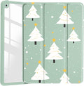 JOYLAND Cute Christmas Tree Case for iPad Air 13-inch (M3) 2025/ (M2) 2024, Clear Acrylic Hard Back Green Case with Pencil Holder Trifold Stand Tablet Cover for Girls Women