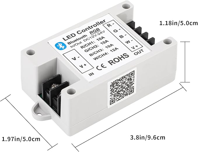 LIVE4COOL RGB/RGBW LED Bluetooth Controller RGB LED Strip Light Controller Phone APP Control for 5050 3528 RGB LED Strip Lights (Suitable for iOS & Android System)