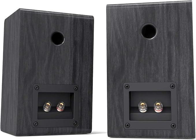 LONPOO Passive Bookshelf Speaker, 75W x 2 Classic Wooden Near Field Monitor with 4-Inch Carbon Fiber Woofer &1-Inch Silk Domed Tweeter 2-Way Speaker,Amplifier Required (Not Inlcuded), Black