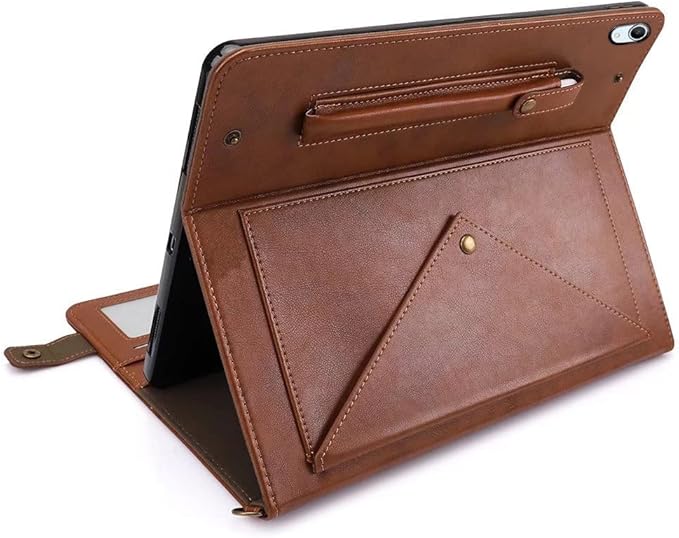Handbag Case for iPad mini 7 2024 8.3" / Mini 6 2021, Techcircle Folio Stand PU Leather Crossbody iPad mini Cover with Hand Strap+Shoulder Strap, Multi-Card Slots Envelope Pocket Wallet Case, Coffee