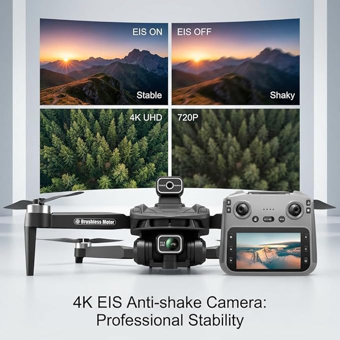 V168 Pro MAX GPS Drones with Camera for Adults 4K, RC Drone with 4.5" HD Screen on Controller, 60 Mins Flight, Long Range Transmission, 360° Obstacle Avoidance, Follow Me, Auto Return, Brushless Motor, QuickShots, Lightweight and Foldable Quadcopter fo...