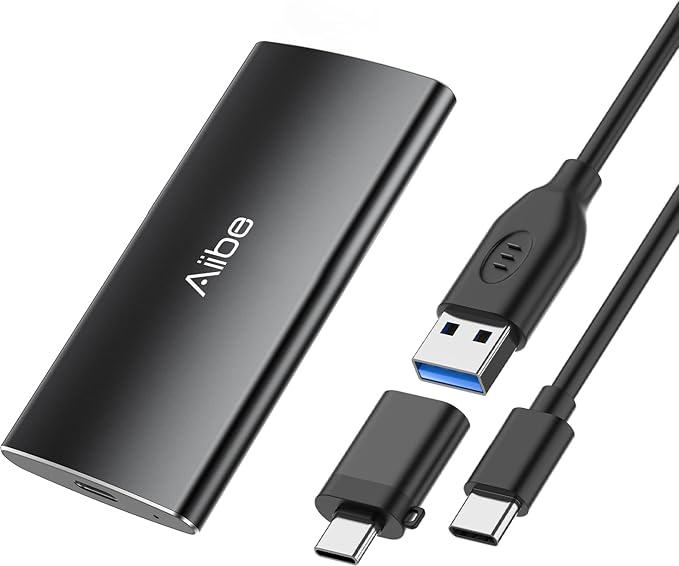 Aiibe 256GB External SSD External Hard Drive 256GB USB C Portable SSD, Up to 500MB/s, USB 3.1, External Solid State Drive for Laptop, Mac, PS4 (Black)