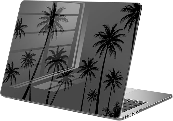 Compatible with MacBook Pro 14 inch Case M5 M4 M3 M2 M1 Pro/Max 2026-2021 A3427 A3426 A3434 A3112 A3185 A3401 A2918 A2992 A2779 A2442, Black Palm Tree Hard Shell Clear Black Cover