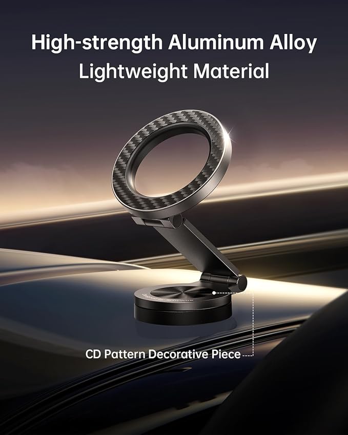 SYNCWIRE for MagSafe Car Mount 【360° Rotation】 Magnetic Phone Holder for Car, Adjustable Metal Arm, Car Magnet Phone Mount for Dashboard, Car Accessories Fit iPhone 17 16 15 14 13 Pro Max &All Phones