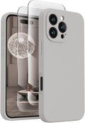 FireNova Designed for iPhone 16 Pro Max Case, Silicone Upgraded [Camera Protection] Phone Case, Soft Anti-Scratch Microfiber Lining Inside, 2024, Natural Titanium