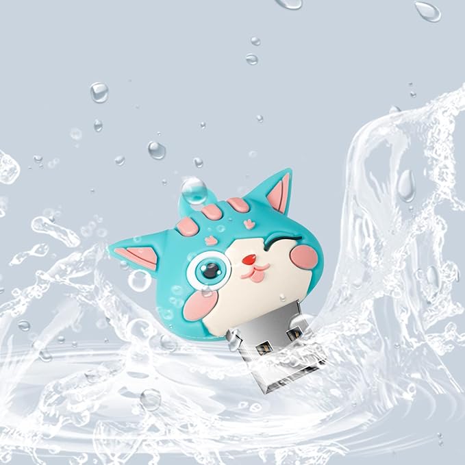 USB Flash Drives,Waterproof Silicone USB2.0 High Speed Thumb Memory Stick Pen Date Storage Pendrive U Disk (32GB,Green Cat)