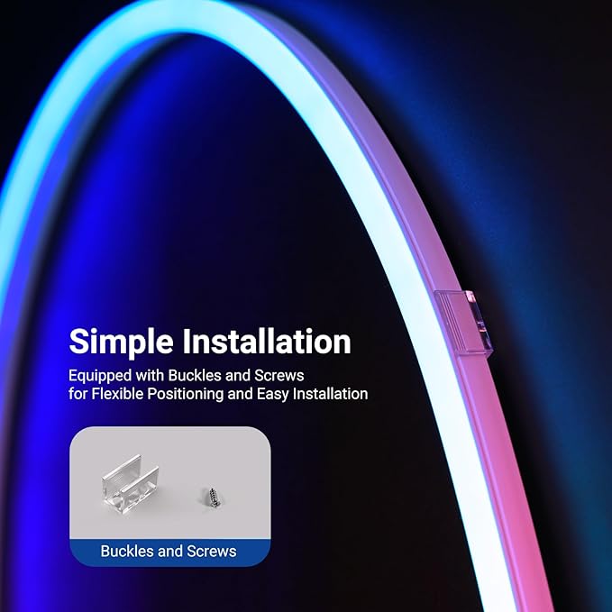 NEEWER 16.4ft/5m LED Strip Lights, Smart AI RGB Flexible Cuttable Neon Rope Light with App Control, Bedroom Gaming Room Indoor Home Classroom Wall Decor, Compatible with Google Assistant Alexa, NS02