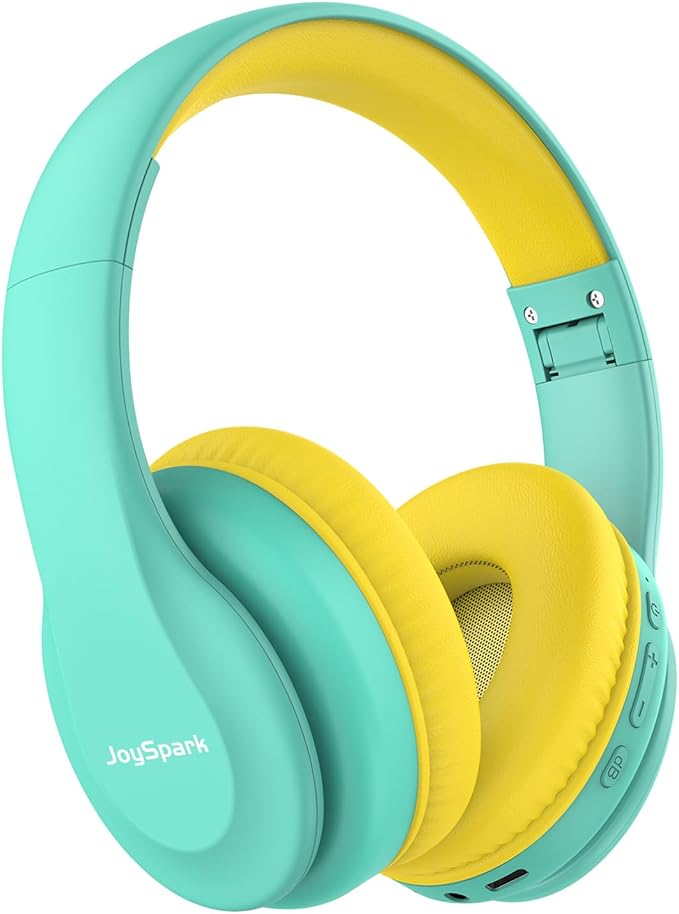 JoySpark Kids Bluetooth Headphones, Lightweight Wireless Headphones for Kids, 85/94dB Volume Limited, 60 Hours Playtime, Bluetooth 5.3, Over-Ear Toddler Headsets with Built-in Mic-Green