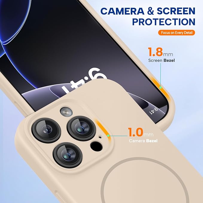 Miracase Magnetic for iPhone 16 Pro Case, [Soft Anti-Scratch Microfiber Lining], Compatible with MagSafe, Liquid Silicone Case Shockproof Drop Protection Phone Case for 16 Pro,Sand