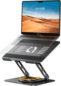 Lamicall Adjustable Laptop Stand for Desk - 360 Rotating Base Ergonomic Computer Stand, Aluminum Laptop Riser Foldable Protable for Office Home fits MacBook Neo Air Pro, Dell, HP (10-17.3'') - Black