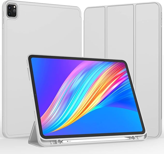 iMieet iPad Pro 13 Inch Case (M5/M4) 2025/2024 with Pencil Holder, Trifold Stand Smart Case with Soft TPU Back, Auto Wake/Sleep (Light Gray)