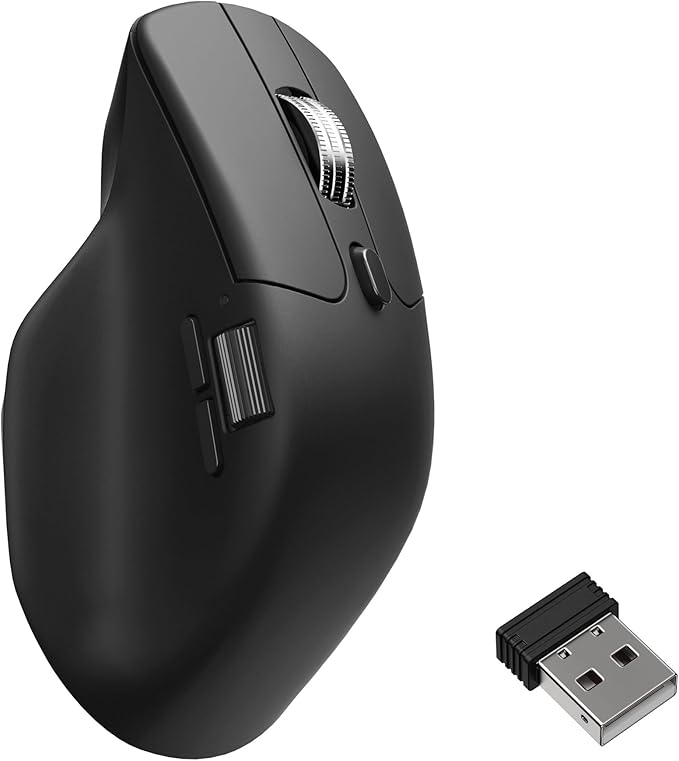 Keychron M6 Wireless All Silent Gaming Optical Mouse, 8000Hz Tri-Mode 2.4 GHz/Bluetooth 5.3/Wired, PixArt 3950 Sensor, 30000 DPI, Magnetic Metal Scroll Wheel for Windows PC/Mac - Black