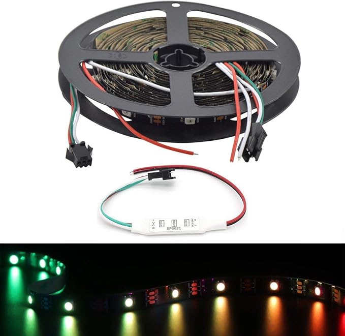 WS2812B LED Strip Lights 16.4ft 5M WS2812B 150LEDs Programmable Individual Addressable WS2811 Built-in 5050 RGB LED Strip IP30 Non-Waterproof DC5V with Mini Controller
