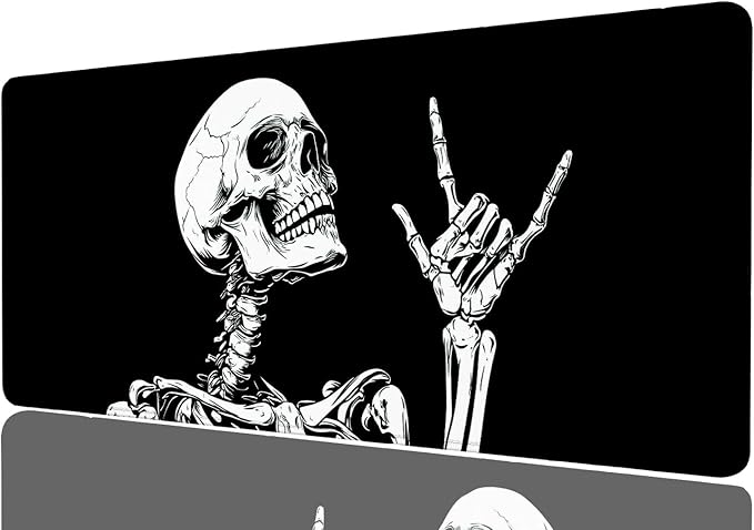 Skeleton Mouse Pad Large Rock Black White XL Mouse Pad Large Mousepad Extended Laptop Keyboard Mat Gaming Desk Pad Mouse Mat Compatible with Computer, Laptop, and Keyboard 31.5x11.8 Inch