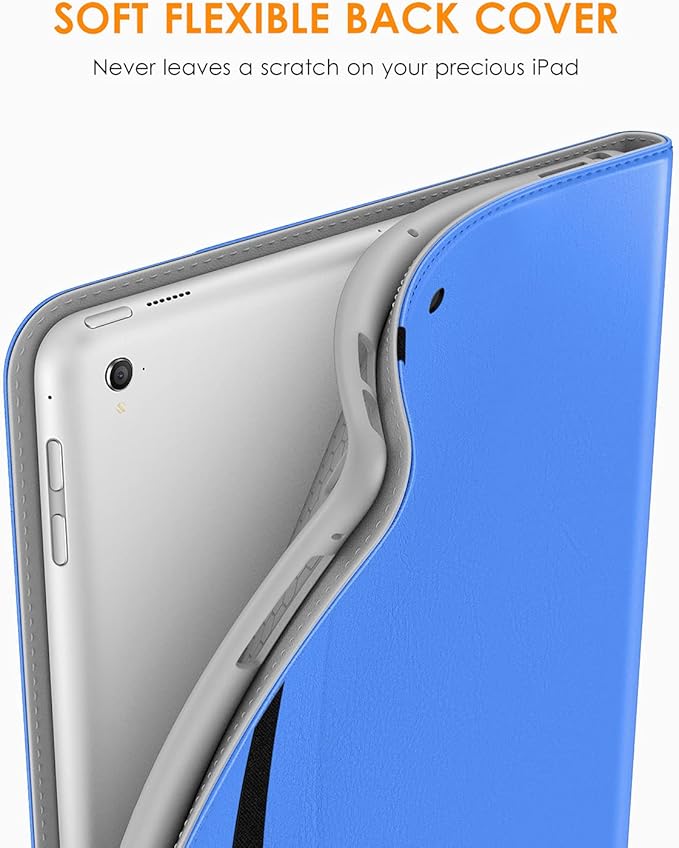 DTTO for iPad 9.7 Inch 5th/6th Generation 2018/2017 Case with Apple Pencil Holder, Premium Leather Folio Stand Cover Case for Apple iPad 9.7 inch, Also Fit iPad Pro 9.7/Air 2/Air - Royal Blue