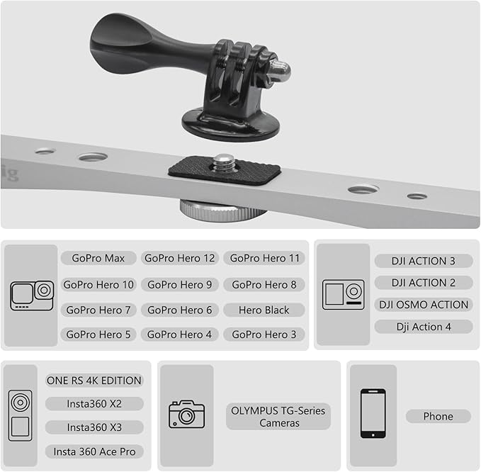 Suptig Dive Rig, Diving Gear Action Camera Rig Compatible for Gopro Hero 13 12 11 10 9 8 7 6 5 4 3 2, Gopro Max2, DJI Osmo, Insta 360, Akaso, Olympus TG, Phone and More Action Camera