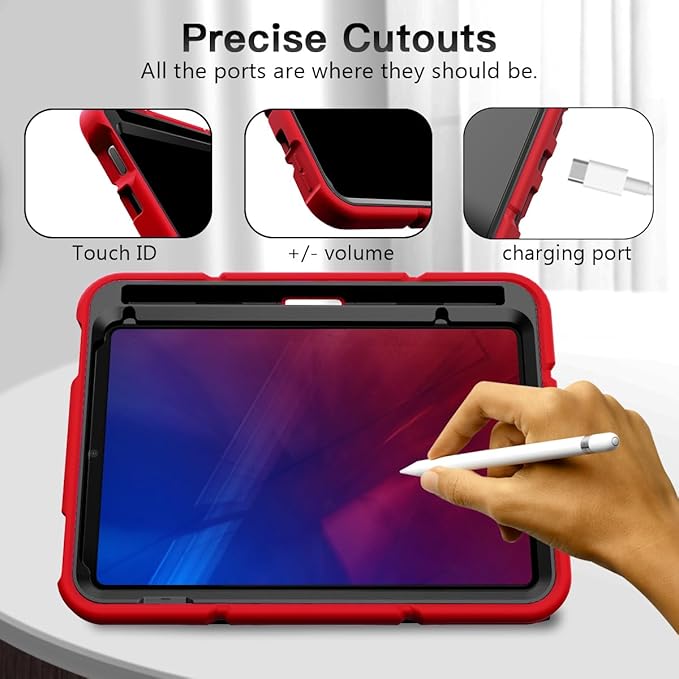 Grifobes Case for iPad mini 7th 2024 (A17 Pro) / Mini 6th Generation 2021 8.3", Heavy Duty Shockproof Cover with Pencil Holder Stand, for i Pad Mini 7/6 Gen 8.3 inch Case (Red+Black)