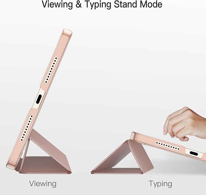 JETech Case for iPad mini (A17 Pro, 2024 Model, 7th Generation) / mini 6 (2021 Model, 6th Generation), Slim Stand Hard Back Shell Smart Cover with Auto Wake/Sleep (Rose Gold)