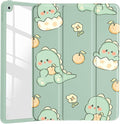 JOYLAND Cute Baby Dinosaur Pattern Case for iPad (A16) 11th Gen 2025 11-inch/10th Gen 2022 10.9 inch, Clear Acrylic Hard Back Case with Pencil Holder Trifold Stand Tablet Cover for Women