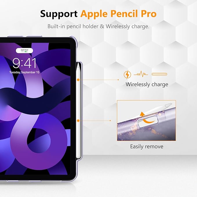 Fintie Rotating Case for iPad Air 11-inch M4/M3/M2 (2026/2025/2024), iPad Air 5th (2022) / 4th Generation 10.9 Inch - 360 Degree Rotating Protective Stand Cover with Pencil Holder, Lilac Marble
