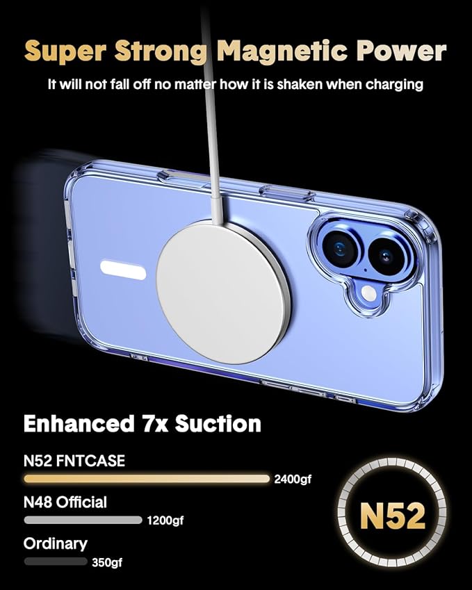 for iPhone 16 Case,Compatible with MagSafe,Magnetic Slim Cover,Anti-Yellowing & Shockproof,Full Camera Protection,Includes Screen & Lens Protectors,Clear Protective Case
