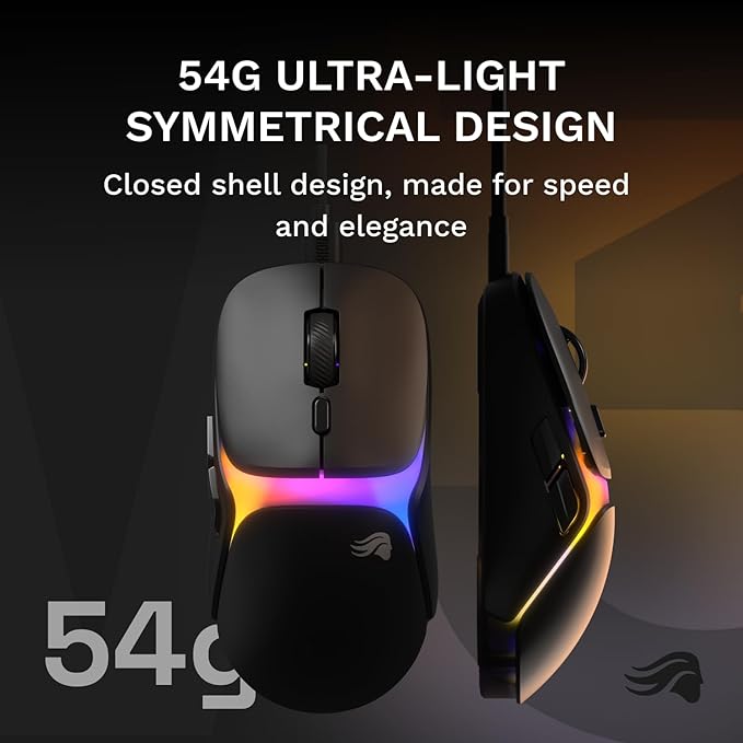 GLORIOUS Gaming Model O3 Wired Gaming Mouse - Ultralight 54g Weight, 130M Click Optical Switches, 30K DPI BAMF 3.0 Sensor, 750 IPS Tracking, 50G Acceleration, Supports All Grip Types - Black