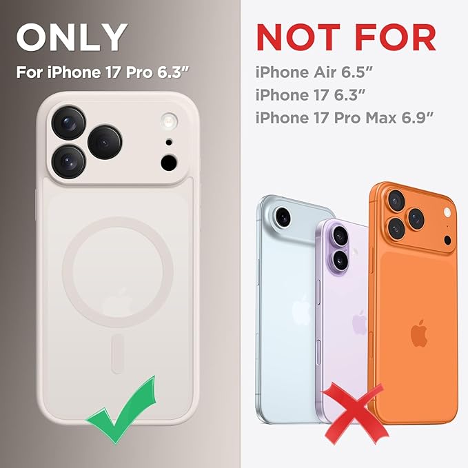 CAPRARO Magnetic for iPhone 17 Pro Case, Upgraded [Full Camera Protection] [Compatible with MagSafe] Protective Translucent Matte Women Girl Phone Case Cover, Stone