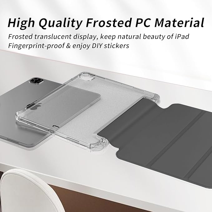 Kenke for iPad Pro 11 Inch Case 4th/3rd/2nd/1st Generation 2022/2021/2020/2018 Support 2nd Pencil Charge with Built-in Left Side Pencil Holder, Hard Frosted Back Cover & Colored Edge (Black)